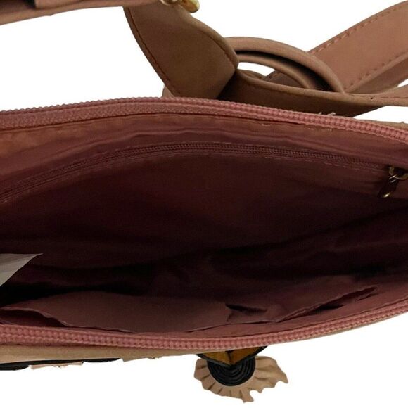 Steve Madden Faux Leather Cross Body Bag Women's Blush Pink Boho Tassel Pockets - Picture 9 of 12